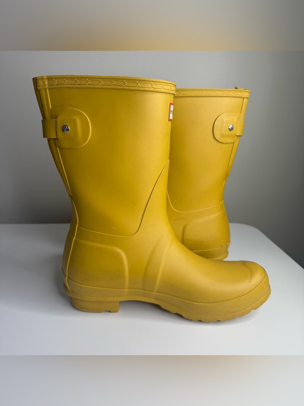 HUNTER Original Women's Short Matte Mustard Yellow Rain Boots Size 7 US - Picture 12 of 15